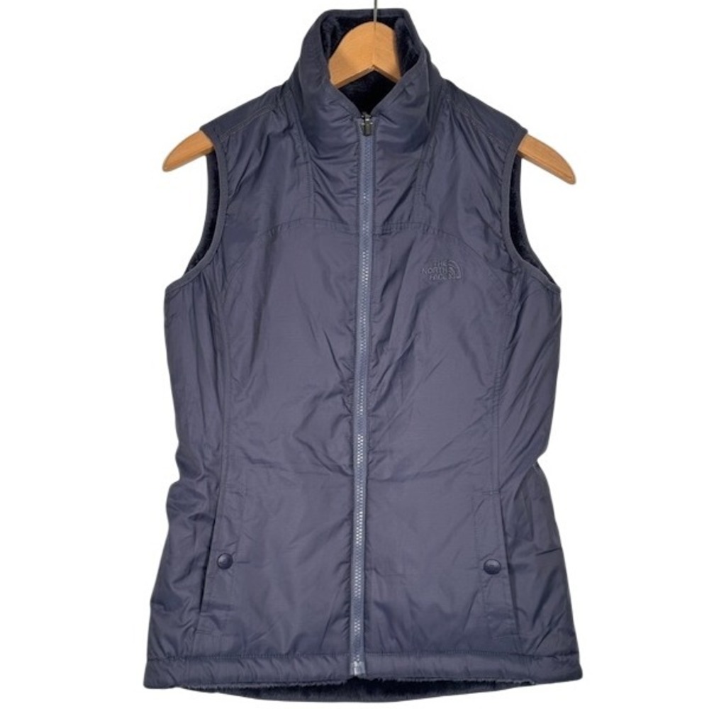 The North Face Women Reversable Quilted Fleece Lined Vest Full Zip‎ Pockets - XS
